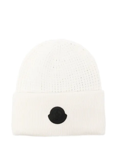 Moncler logo-patch waffle-knit beanie White K20913B00032M1367