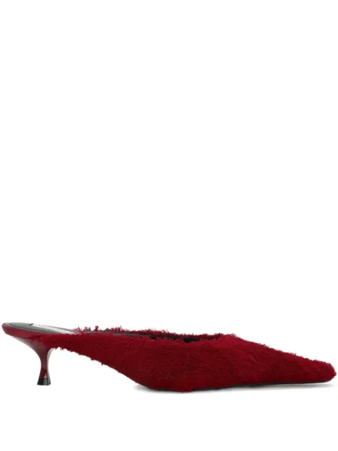 Victoria Beckham 45mm Sloan pointed-toe fringed mules Red 1325FMU006775ACHERRYRED