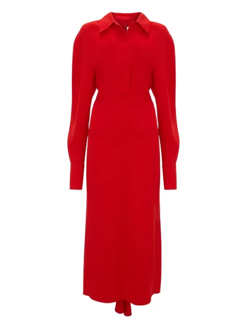 Victoria Beckham long-sleeve polo-collar midi dress Red 1325WDR006598A