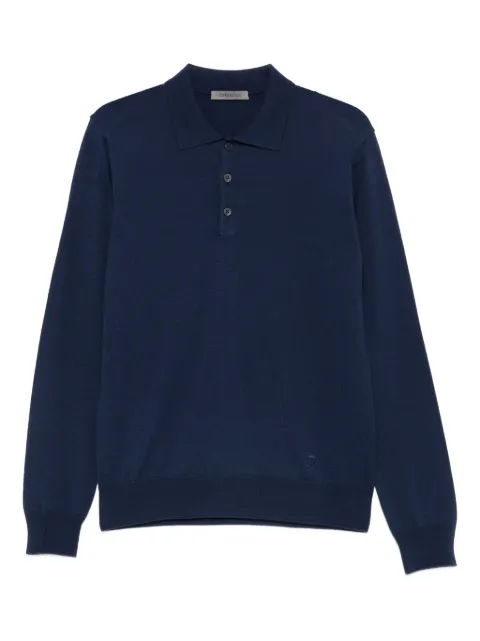 Corneliani ribbed long-sleeve polo shirt Blue 26M5072625100