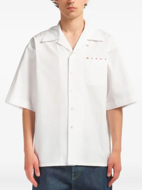 Marni logo-print bowling shirt White CUMU0213PPUSCT88