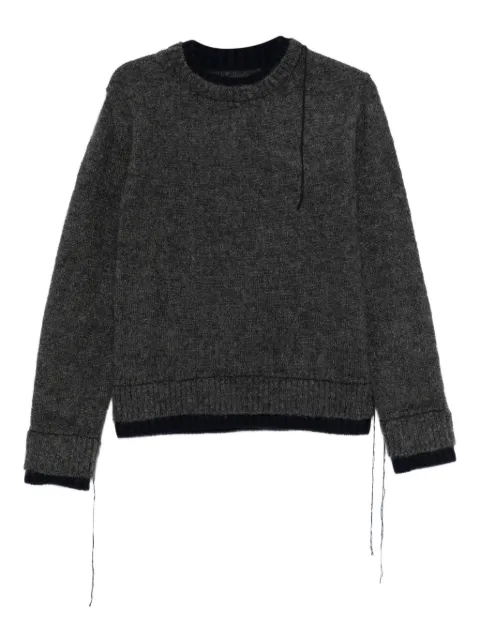 sacai double-layered frayed-edge sweater Grey 2503840M