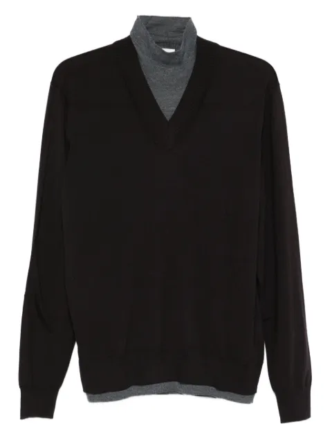 Paolo Pecora V-neck wool sweater Brown A011F0012358