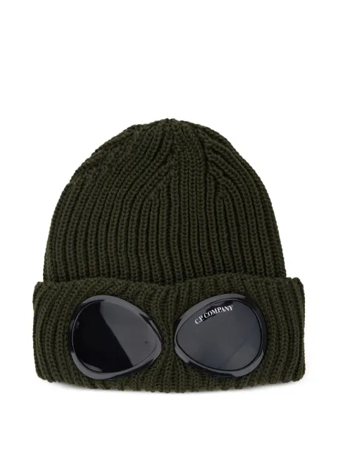 C.P. Company goggle-detail ribbed beanie hat Green RFCMAC742A005509A683
