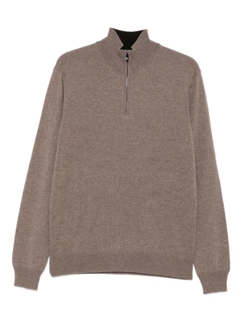 Corneliani high-neck half-zip sweater Brown 26M5112625110