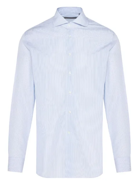 Corneliani pinstripe long-sleeved shirt Blue 26P1022611283