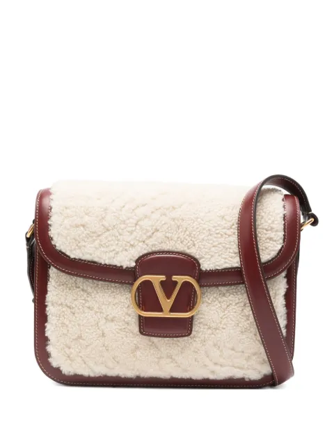 Valentino Garavani shearling leather shoulder bag White YB0R15QVM