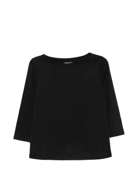 Purotatto boat-neck three-quarter-sleeve top Black SS200201263