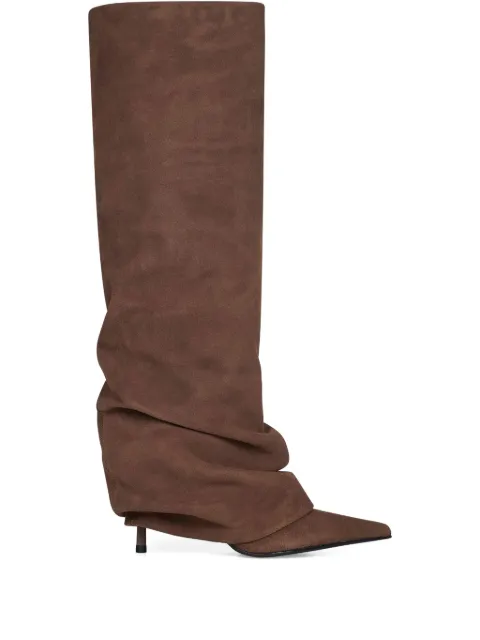 Le Silla 85 mm draped-cuff leather boots Brown 4296C080BXPPPOW793