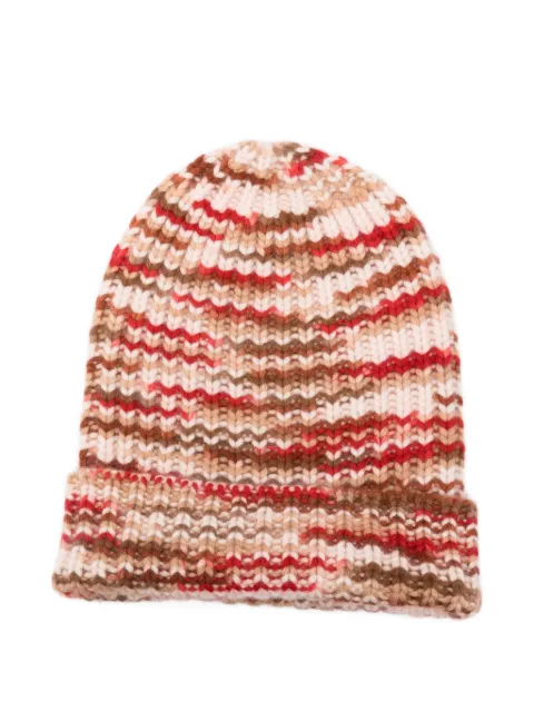 HURRAY striped cashmere beanie hat Neutrals 150008
