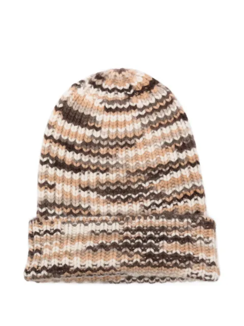 HURRAY striped cashmere beanie hat Neutrals 150012