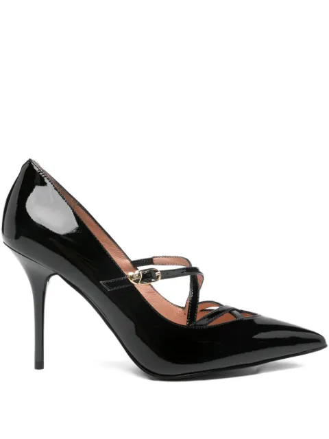 Love Moschino 100mm leather cross-strap pumps Black JA10319G1NIH0