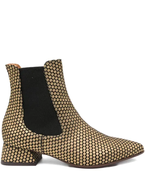 Chie Mihara 35mm pointed-toe polka-dot boots Gold HELIX