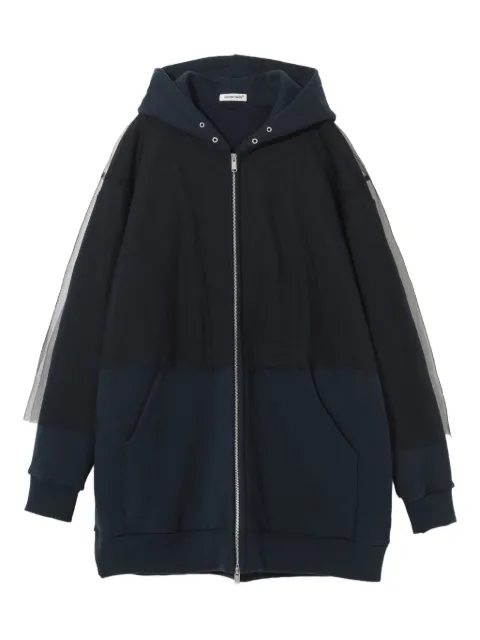 Undercover tulle-paneled zip-up hoodie Blue UP2E1802