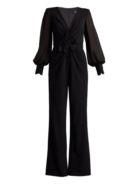 Tadashi Shoji floral-embellished V-neck jumpsuit Black BOS24911Y