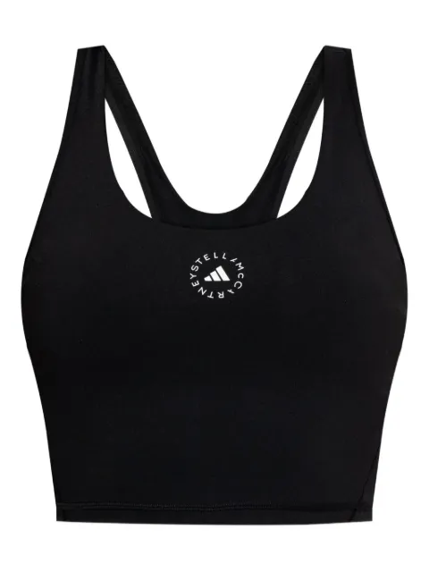 adidas by Stella McCartney racer-back logo-print top Black JW1999