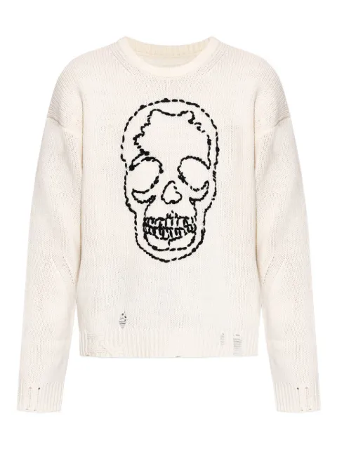 Zadig&Voltaire skull-embroidered distressed sweater Neutrals KMSW01792