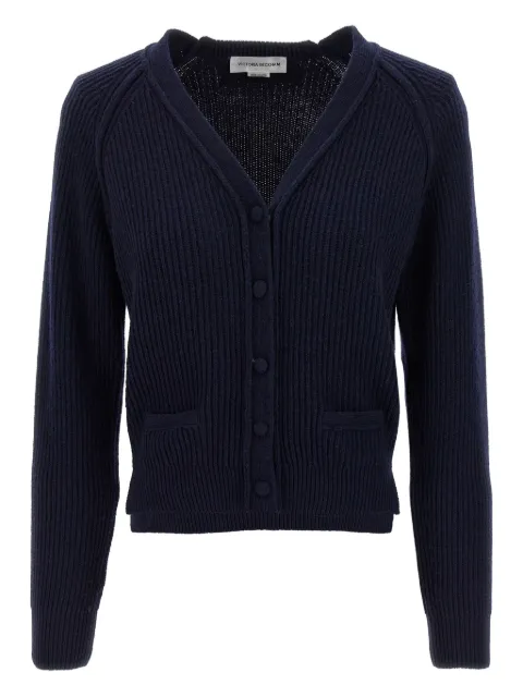 Victoria Beckham stepped-hem ribbed cardigan Blue 1325KJU006422A