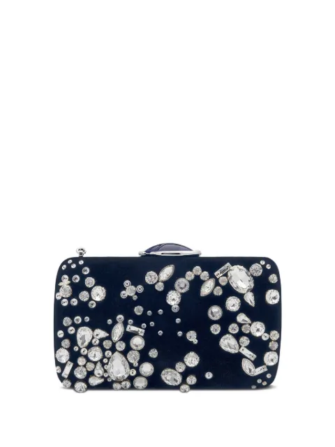 Oscar de la Renta crystal-embellished velvet clutch bag Blue 25FH1694EMBNVY
