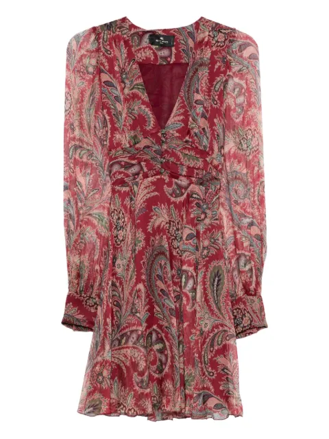 ETRO paisley-print v-neck mini dress Red WRHA041699SA1I8