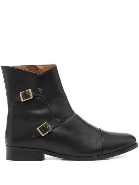 Anne Thomas Mr. Thomas double-buckle studded ankle boots Black MRTHOMAS