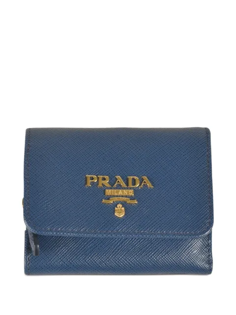 Prada logo-plaque wallet Blue 1MH044QWAF0016