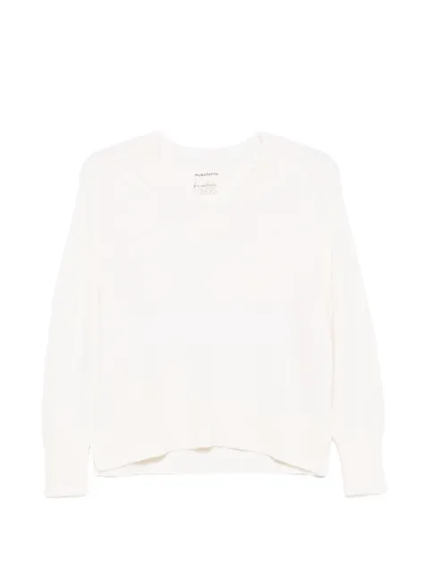 Purotatto V-neck sweater White FW230612103