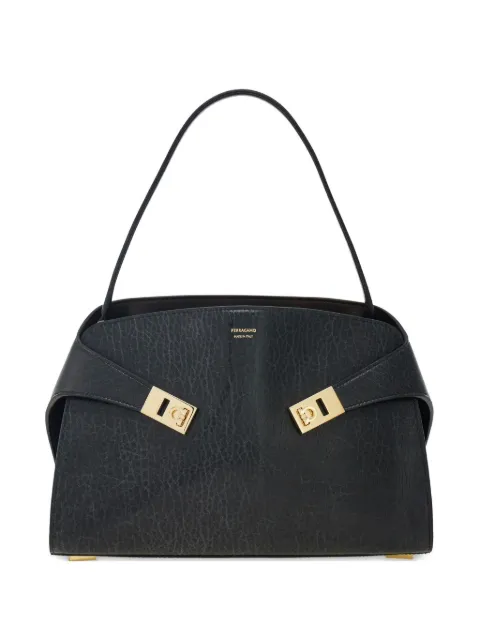 Ferragamo medium Hug leather shoulder bag Black 787833