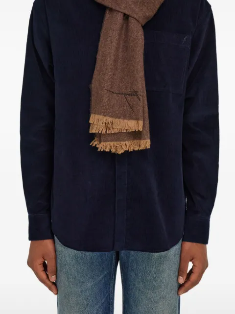 Ferragamo chevron-pattern fringed scarf Brown 787677