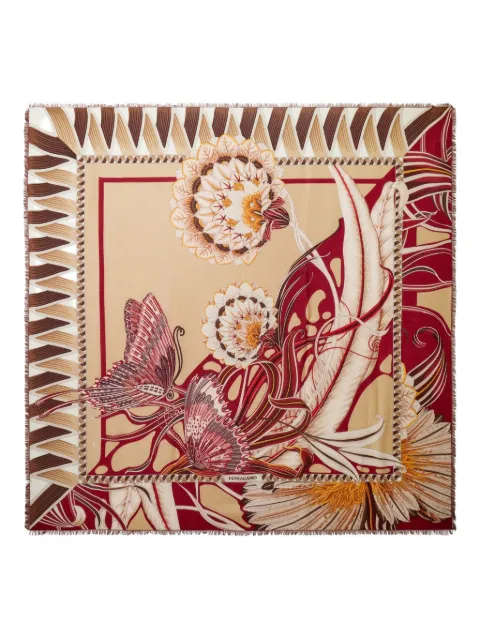 Ferragamo Flowers and Butterflies print shawl Neutrals 788711