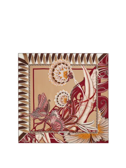 Ferragamo Flowers and Butterflies print silk scarf Neutrals 787765