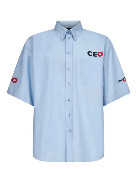 Balenciaga embroidered logo poplin shirt Blue 839187TNM604200