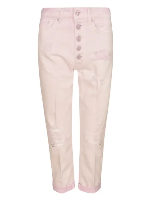 DONDUP distressed buttoned-fly cropped trousers Pink DP268BBF0018HC6583