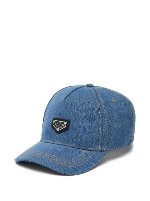Philipp Plein denim plaque baseball cap Blue UAEAUAC0681PDE004N