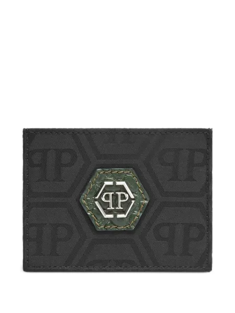 Philipp Plein nylon and leather cardholder monogram Black FAEAMVG0535PNY011N