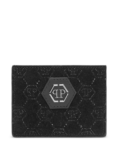 Philipp Plein leather cardholder monogram strass Black FAEAMVG0532PLE010N