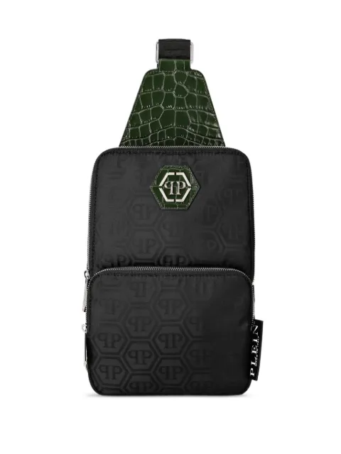 Philipp Plein nylon and leather cross-body monogram Black FAEAMBA1470PNY011N