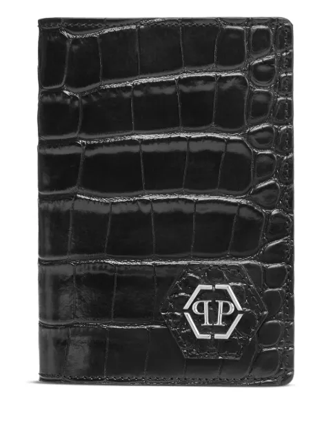 Philipp Plein crocodile-print leather passport holder Black FAEAMBC0051PLE010N