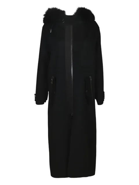 P.A.R.O.S.H. fur-trimmed hooded coat Black D431645PI013
