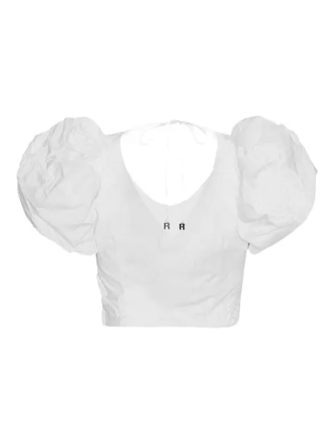ROTATE BIRGER CHRISTENSEN puff-sleeve floral-embroidered top White 114549400