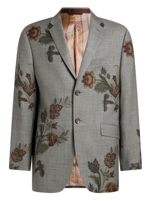 ETRO floral-print single-breasted jacket Grey MRCA006099SA207