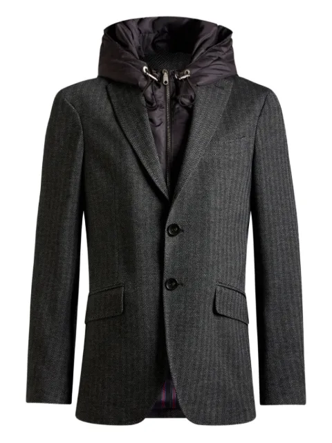 ETRO herringbone detachable-hood blazer Grey MRCB000799JTB03