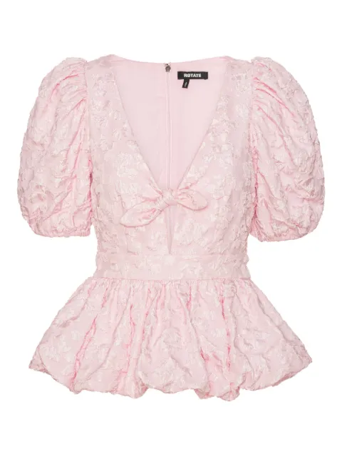 ROTATE BIRGER CHRISTENSEN puff-sleeve jacquard top Pink 114793191