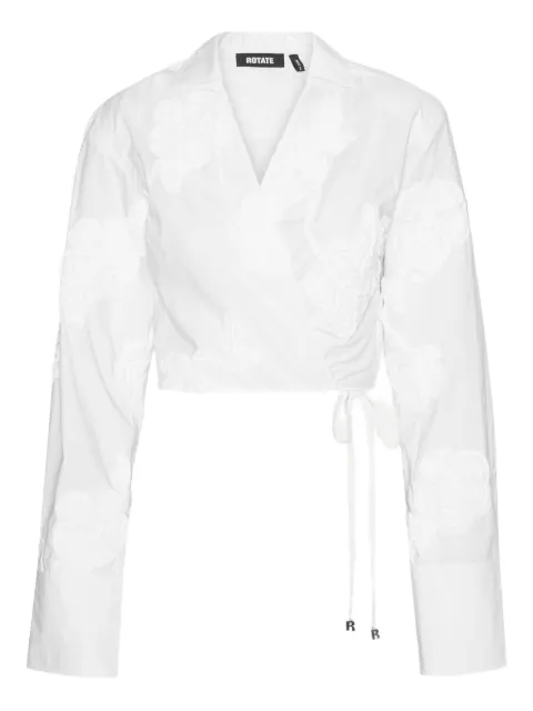 ROTATE BIRGER CHRISTENSEN rose-embroidery wrap shirt White 114546400
