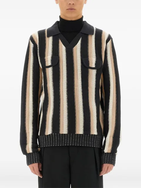 Sasquatchfabrix. striped flap-pocket sweater Black 24AWKNN00101