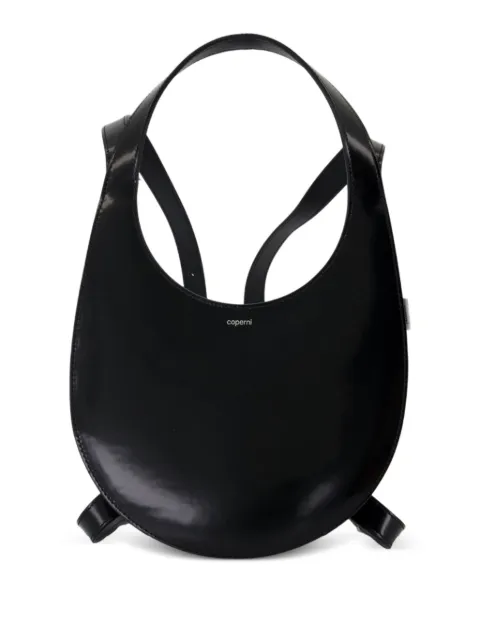 Coperni Swipe oval-shaped calfskin backpack Black COPBA95F6045