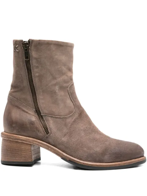 KING TARTUFOLI 55mm zip-detail block-heel boots Brown 1758