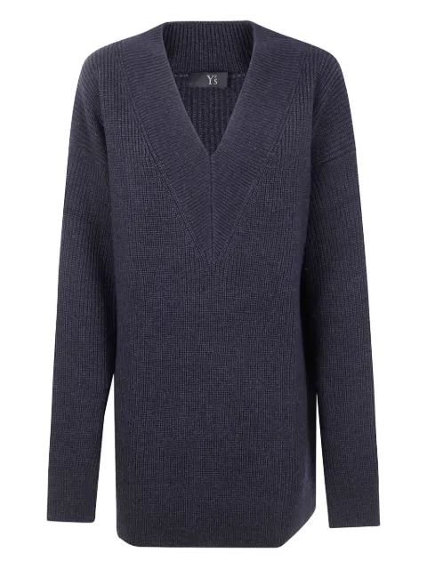 Y's ribbed wool long sweater Grey YMK72147097