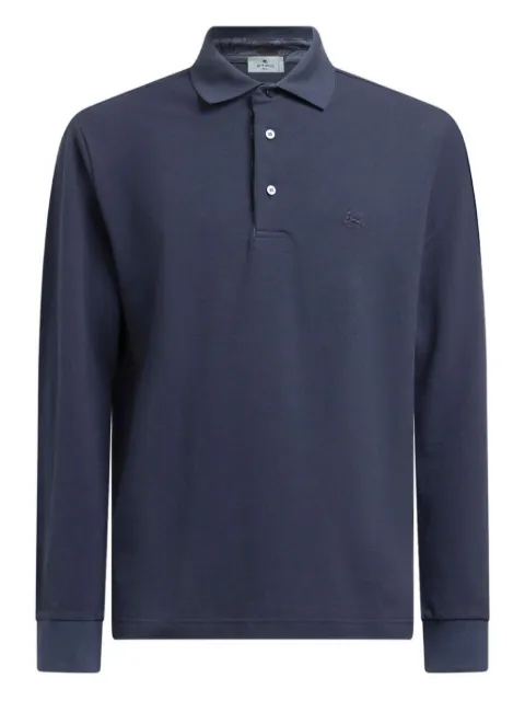 ETRO logo-embroidery long-sleeve polo shirt Blue MRMD0013AJ264