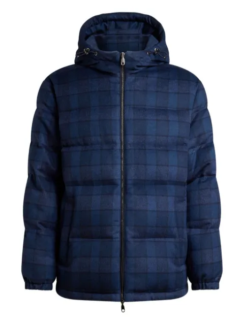 ETRO check-pattern hooded jacket Blue MRBB001099TQB78